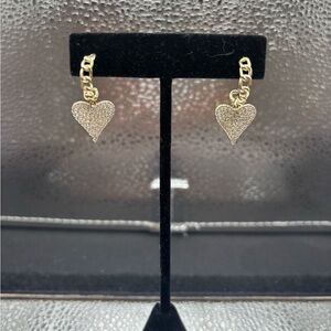 Gold Sterling Silver Heart Drop Earrings